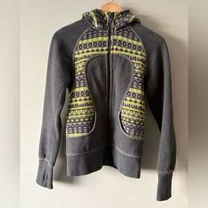 Vintage Lululemon Scuba Hoodie Special Edition Fair Isle Gray & Yellow